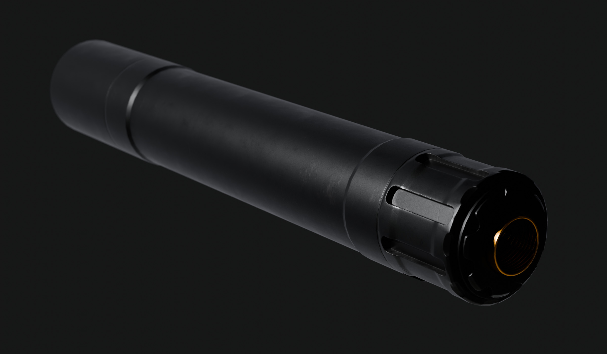 Rugged Obsidian 45 Pistol Suppressor - Game Ready Low-poly 3D model_3