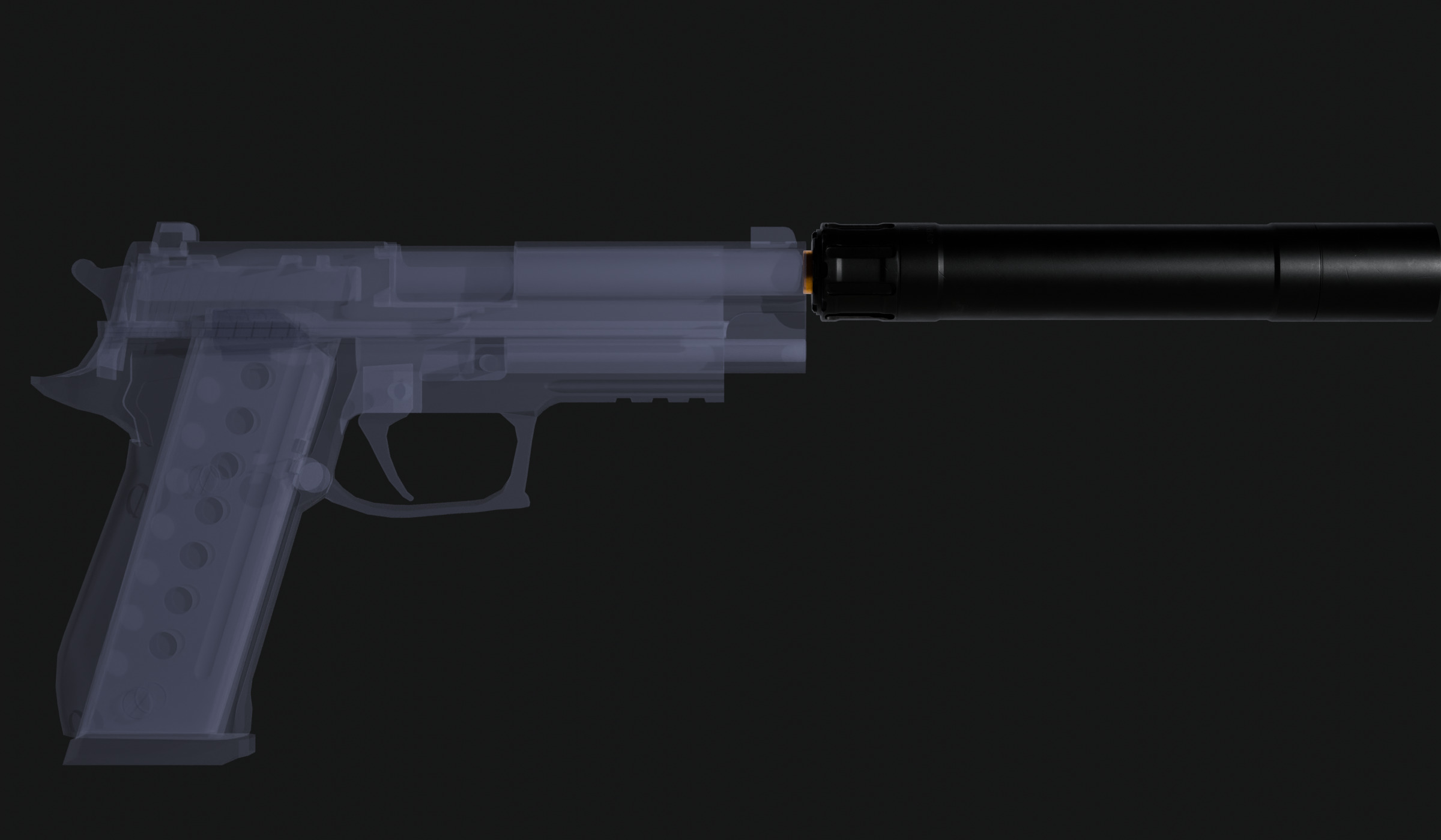 Rugged Obsidian 45 Pistol Suppressor - Game Ready Low-poly 3D model_6