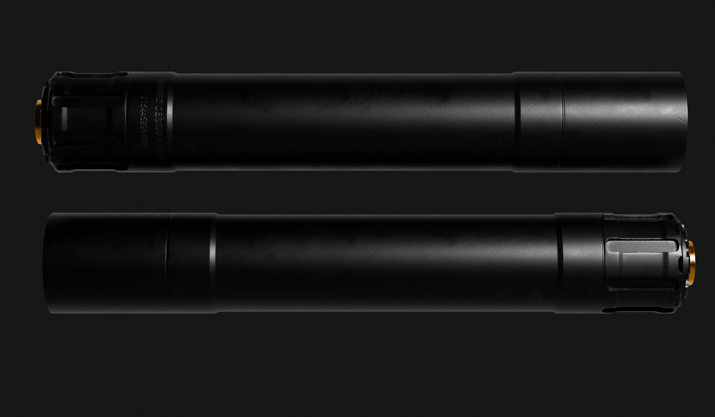 Rugged Obsidian 45 Pistol Suppressor - Game Ready Low-poly 3D model_4