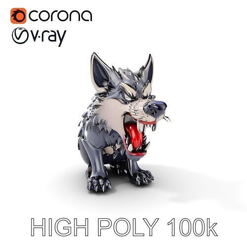 Fierce Cartoon Wolf Model Pack Low-poly 3D model