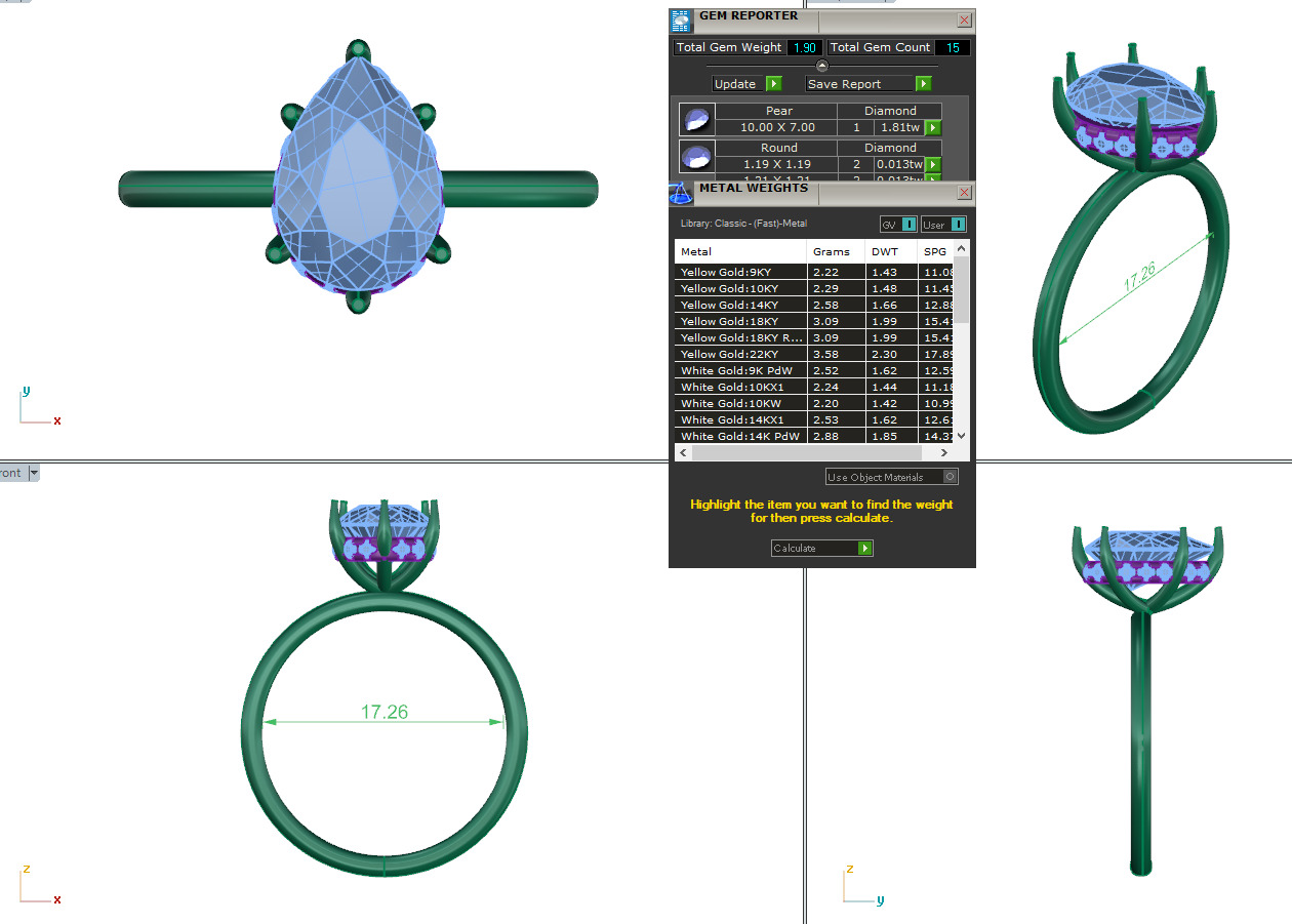PEAR DIAMOND RING -CAD-059 3D model_13