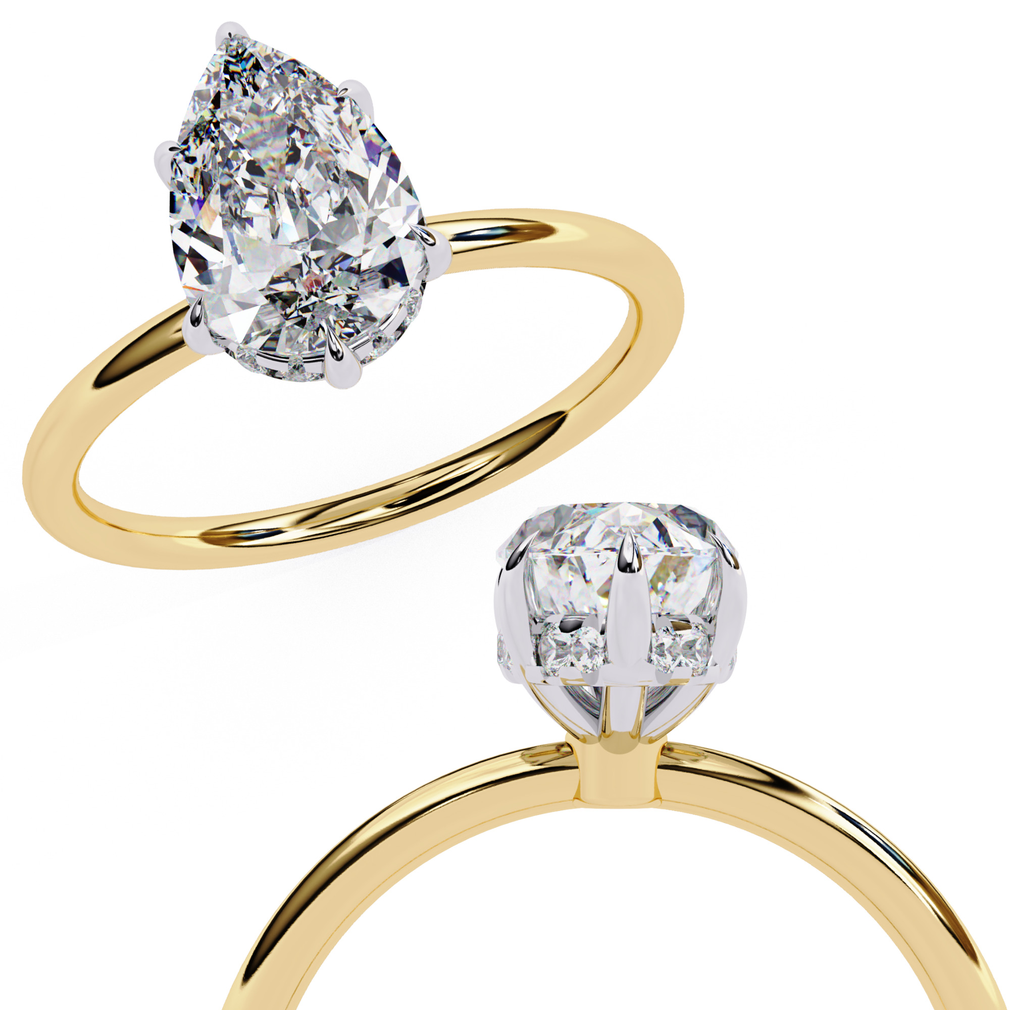 PEAR DIAMOND RING -CAD-059 3D model_12