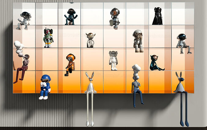 Trendy Art Toy Collection 3D Display 3D model