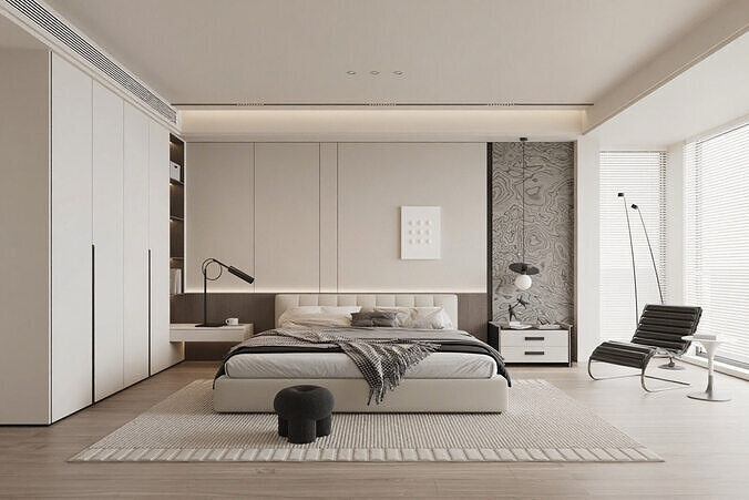 Modern Minimalist Bedroom 3D Scene 3D model