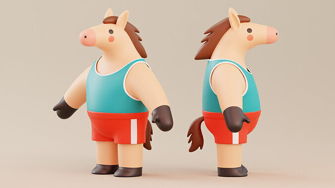  Cartoon Horse Character Illustration  Low-poly 3D model