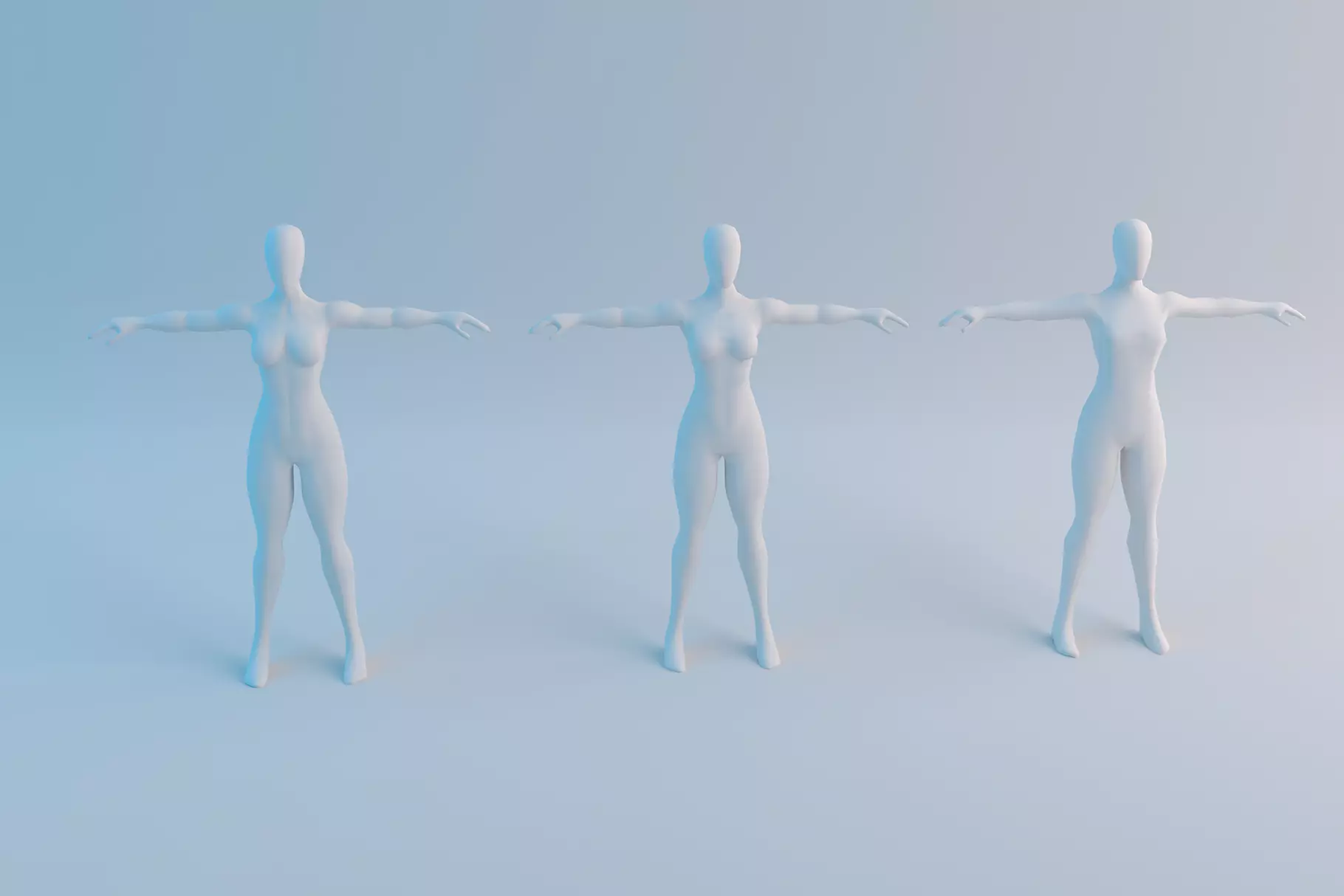 Realistic Female Base Mesh in T-Pose Low-poly 3D model_0