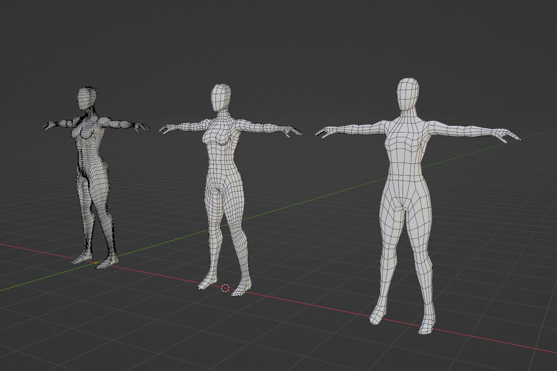 Realistic Female Base Mesh in T-Pose Low-poly 3D model_4