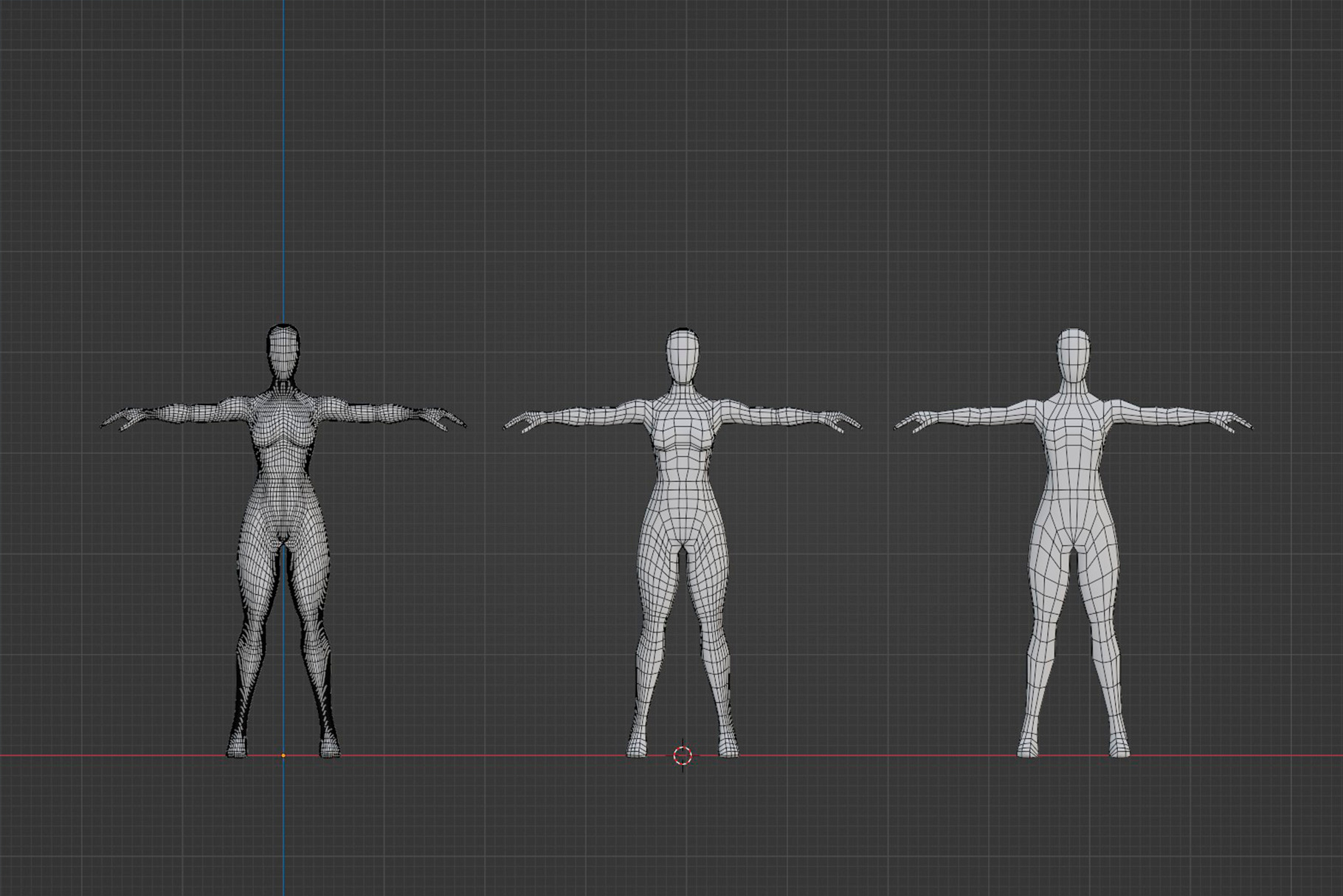 Realistic Female Base Mesh in T-Pose Low-poly 3D model_2