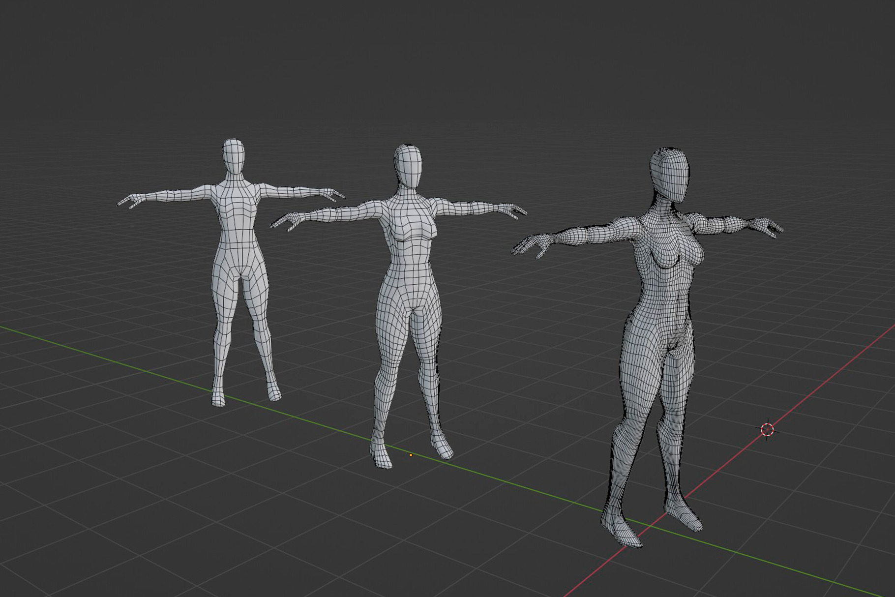 Realistic Female Base Mesh in T-Pose Low-poly 3D model_5