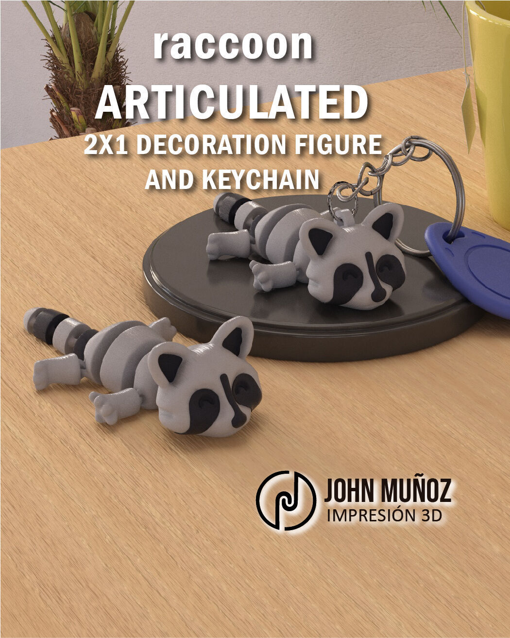 Raccoon Articulated Version and Keychain 3D print model_1