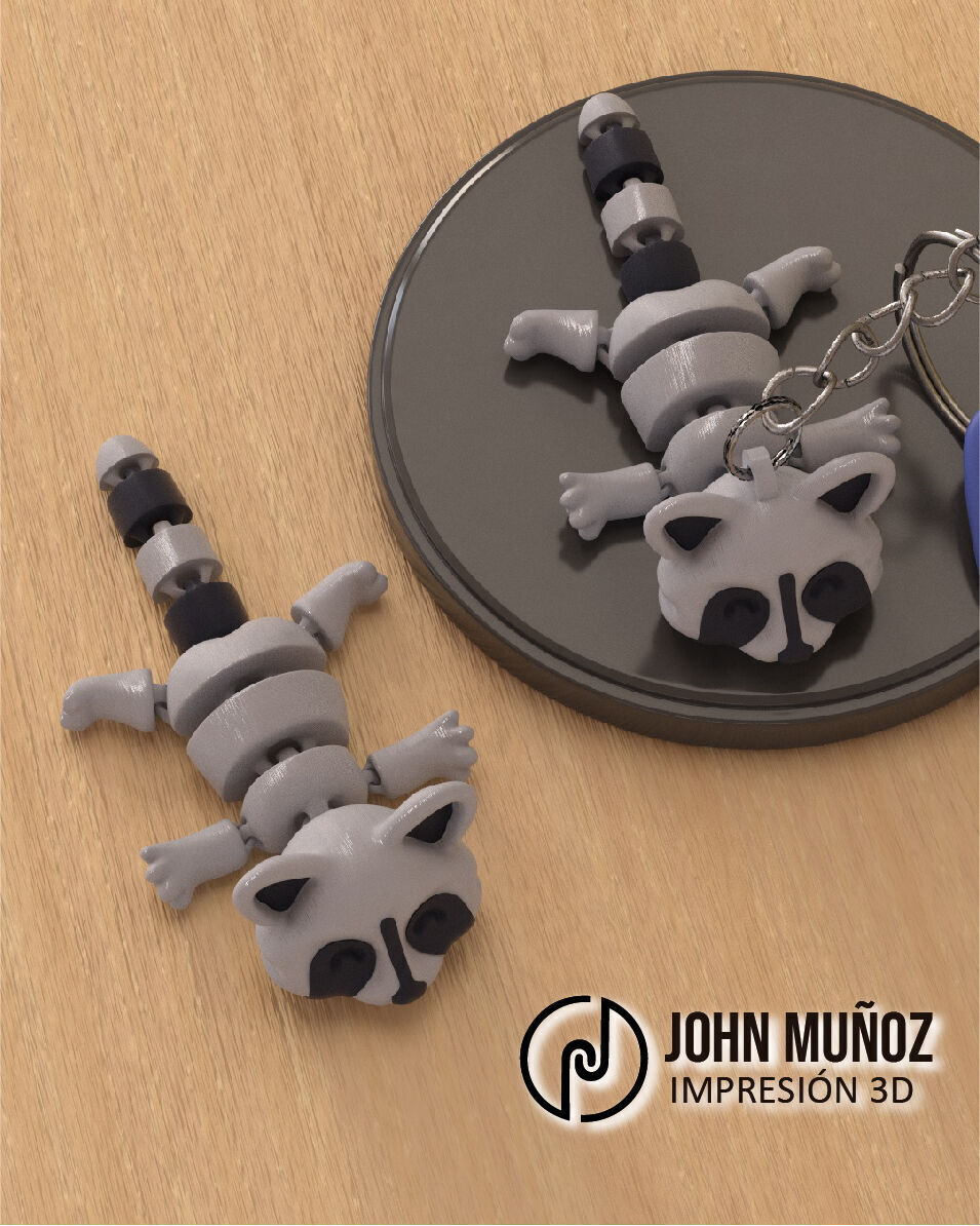 Raccoon Articulated Version and Keychain 3D print model_2