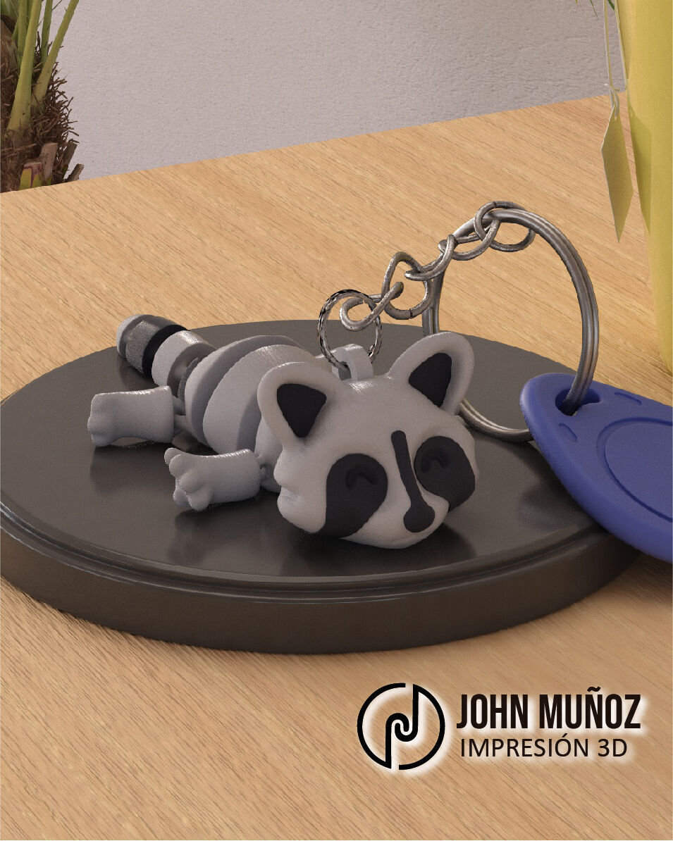 Raccoon Articulated Version and Keychain 3D print model_4