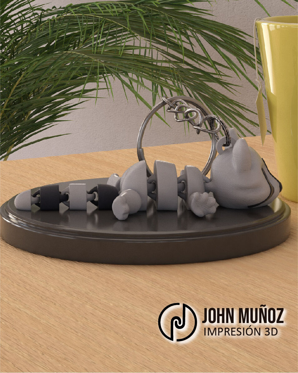 Raccoon Articulated Version and Keychain 3D print model_3