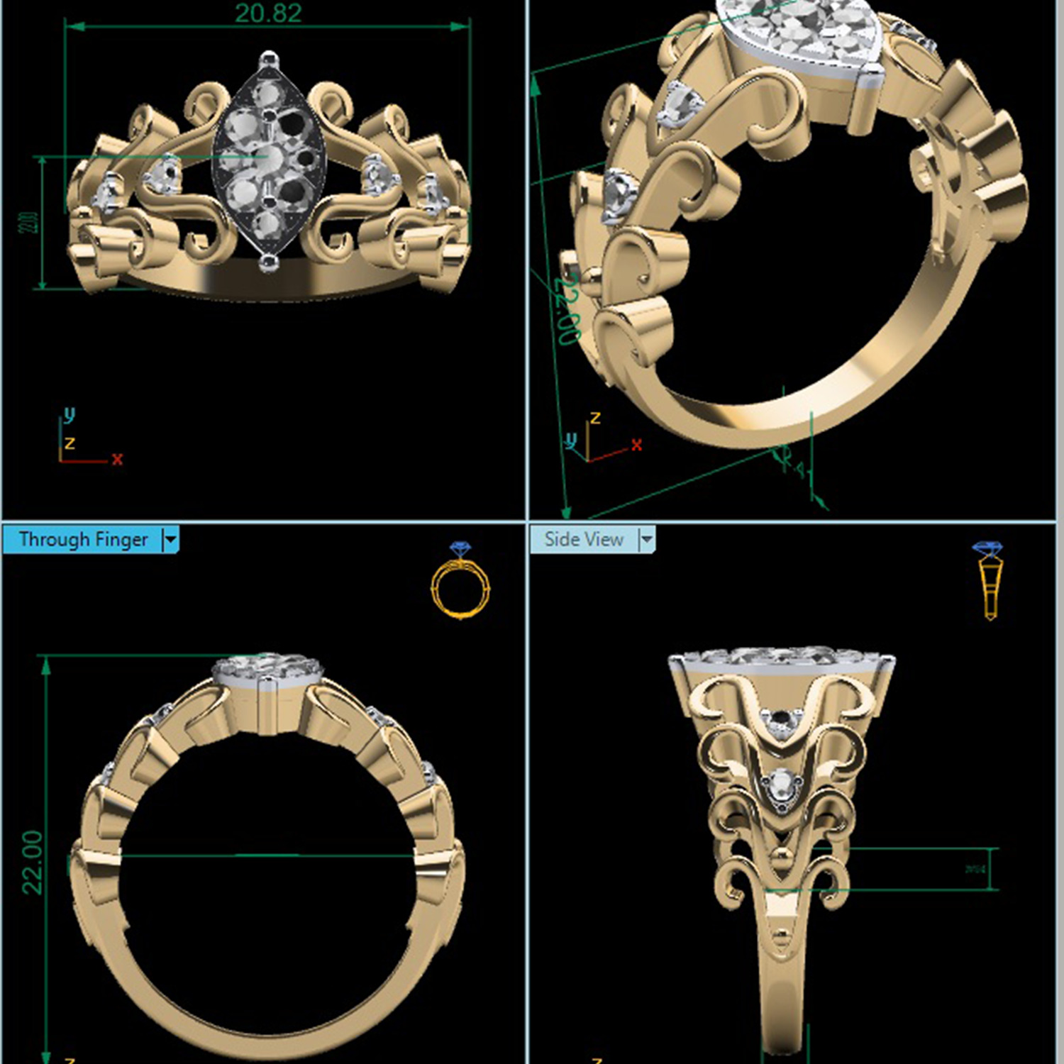 Women Ring Render 3dm STL MTL SLC JCD OBJ FBX Details 3D print model_24