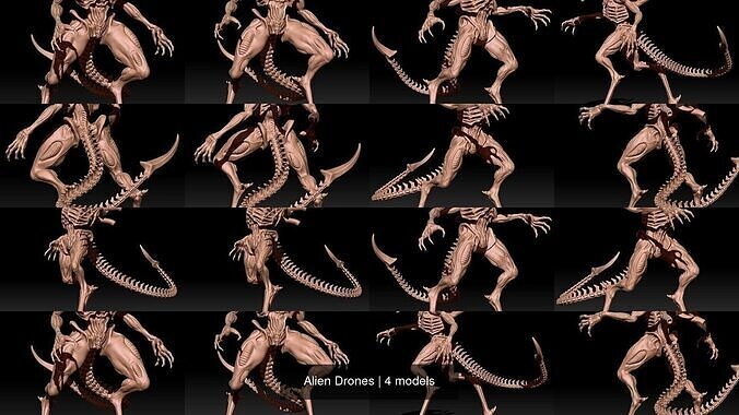Alien Drones 3D Model Collection