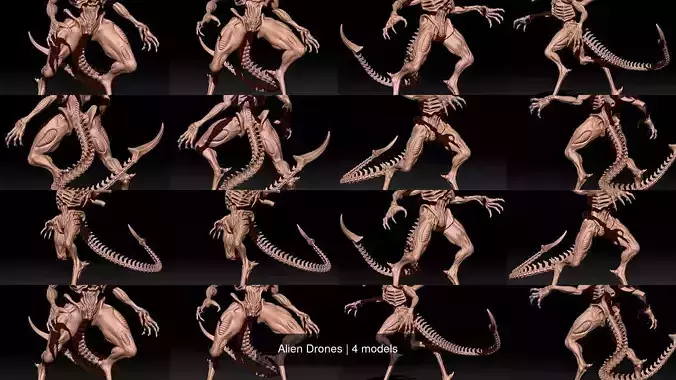 Alien Drones 3D Model Collection