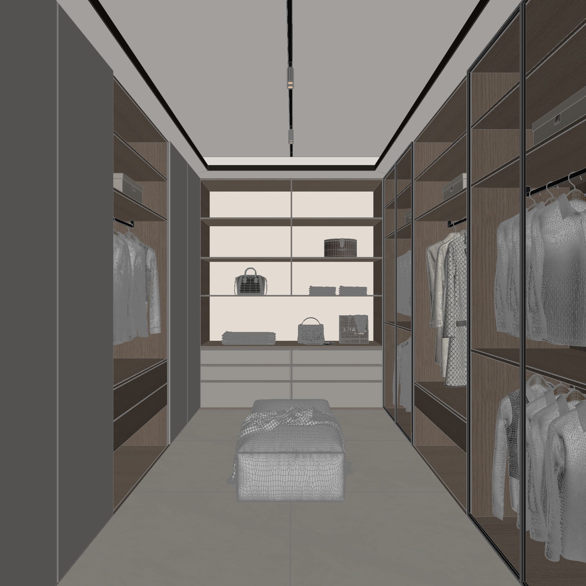 Modern Minimalist Walk - in Closet 3D Scene 3D model_2