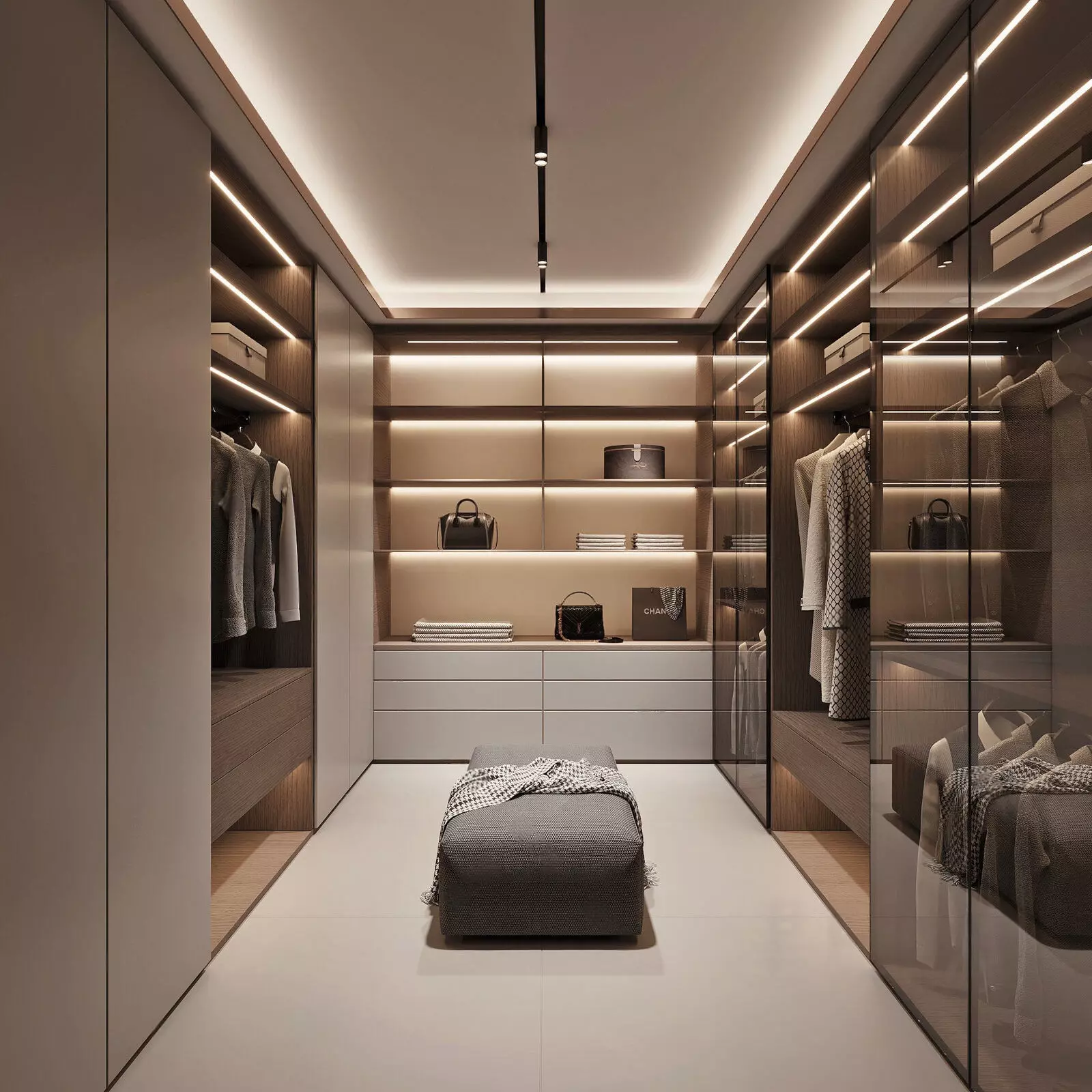 Modern Minimalist Walk - in Closet 3D Scene 3D model_0