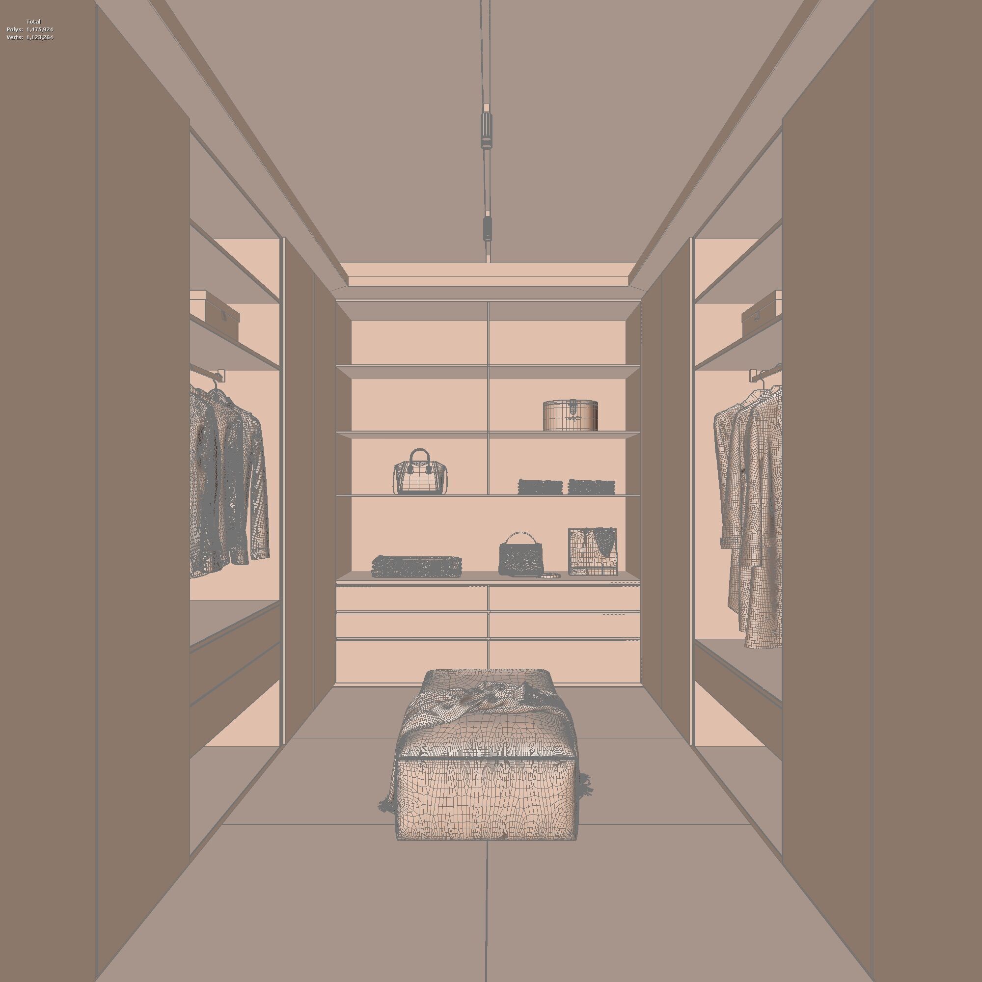 Modern Minimalist Walk - in Closet 3D Scene 3D model_1