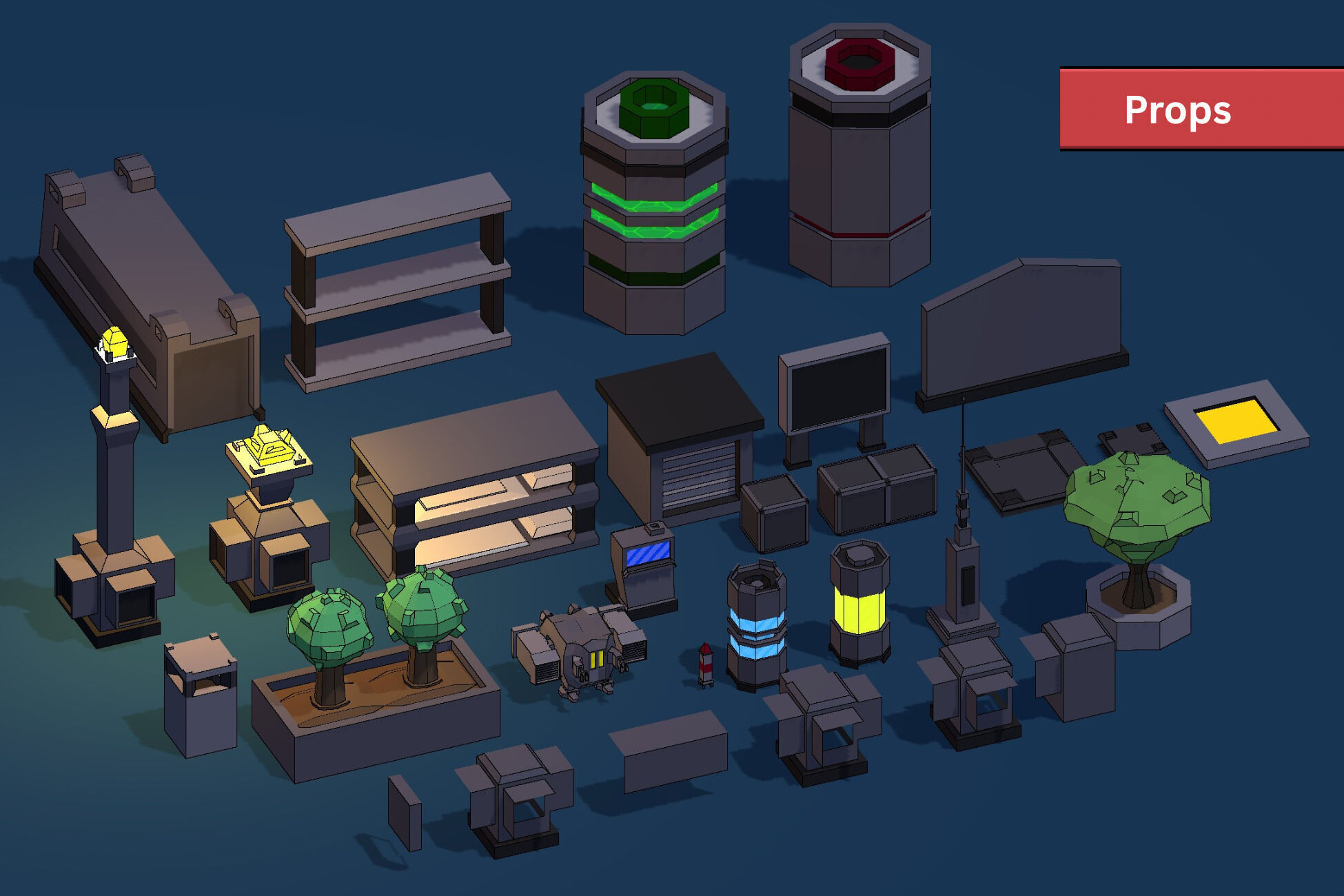 Sci-Fi Base Pack - Stylized Low poly 3D Models Low-poly 3D model_3