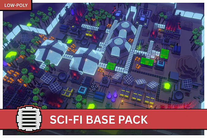 Sci-Fi Base Pack - Stylized Low poly 3D Models Low-poly 3D model