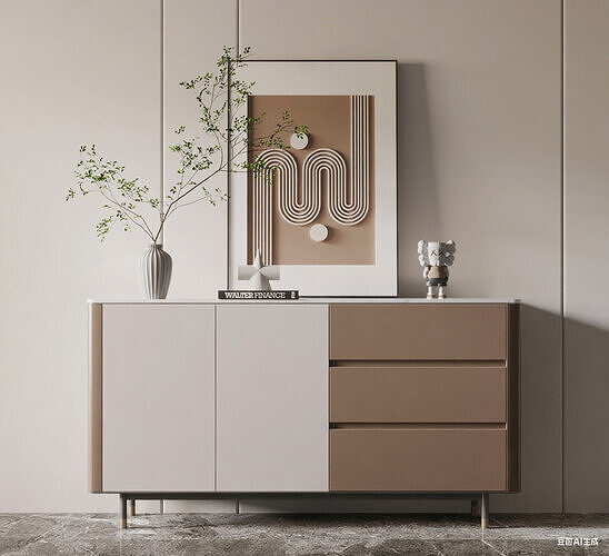 Modern Minimalist Sideboard Decoration 3D Scene 3D model
