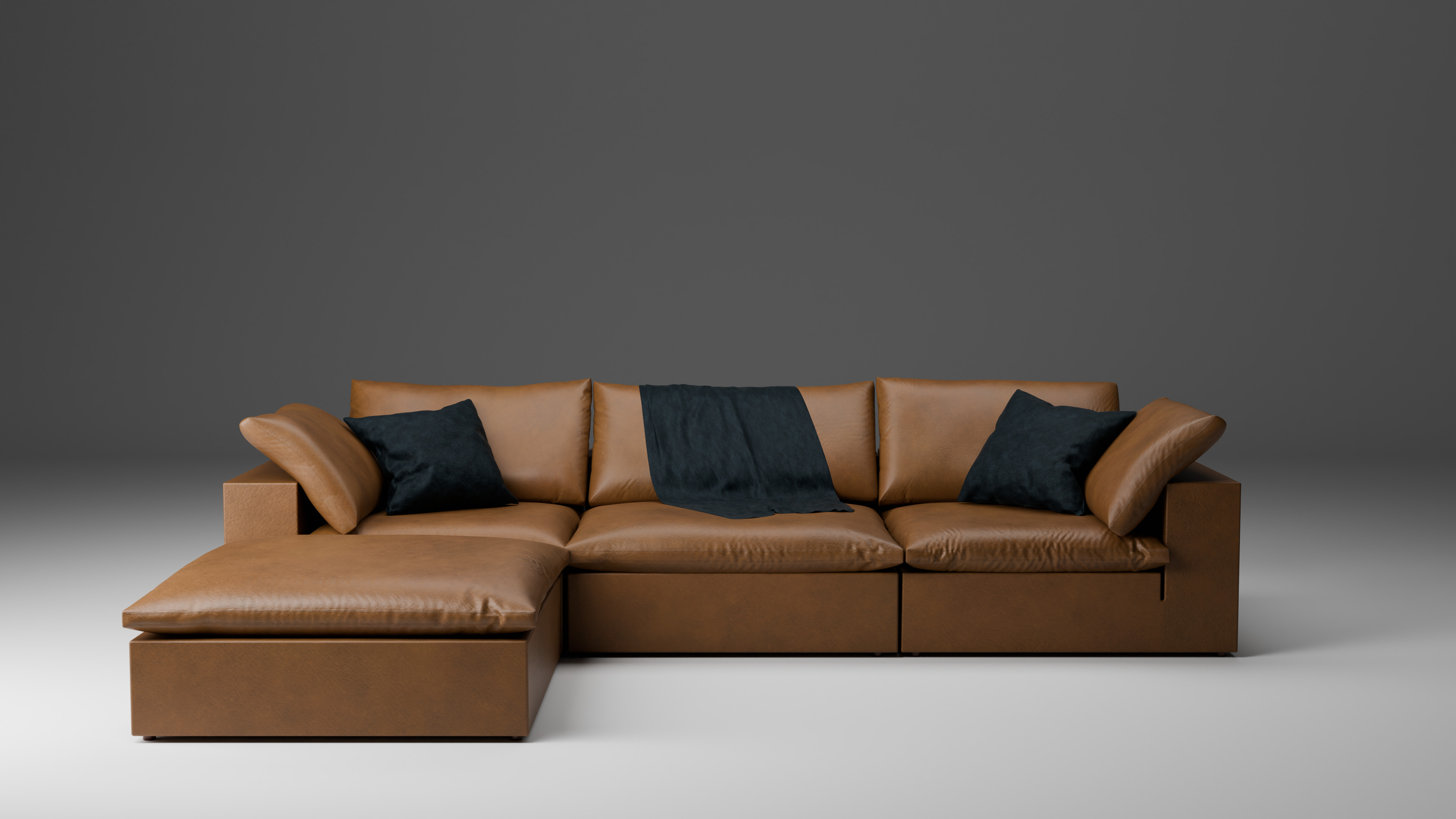 Cloud Modular Sofa 3D Model Ultra-Comfort 3-Piece plus Ottoman 3D model_3