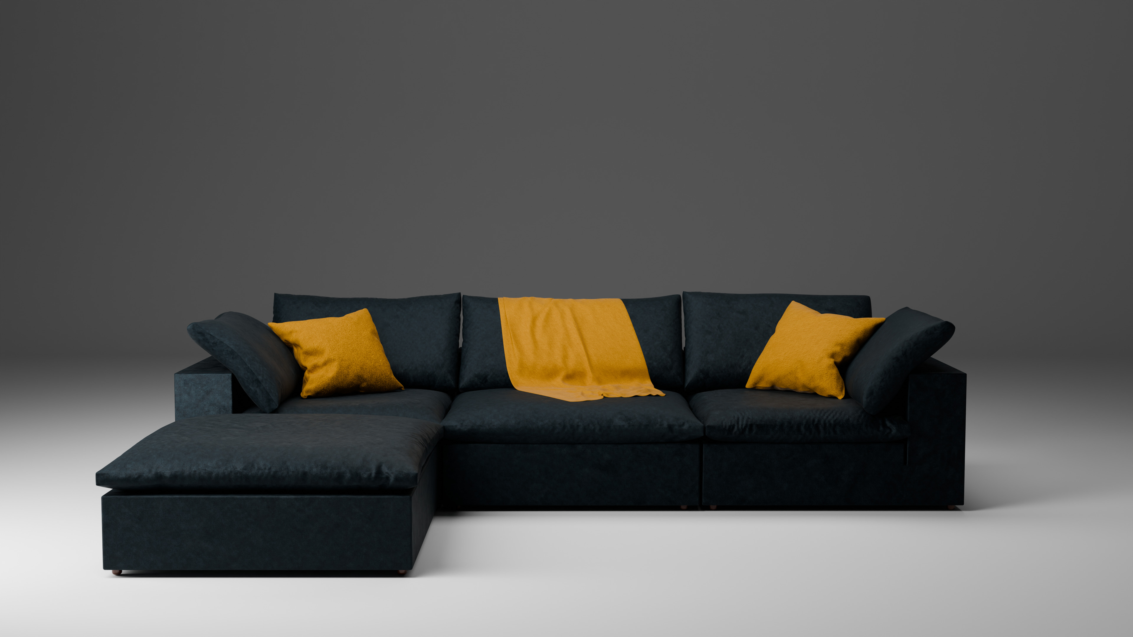 Cloud Modular Sofa 3D Model Ultra-Comfort 3-Piece plus Ottoman 3D model_2