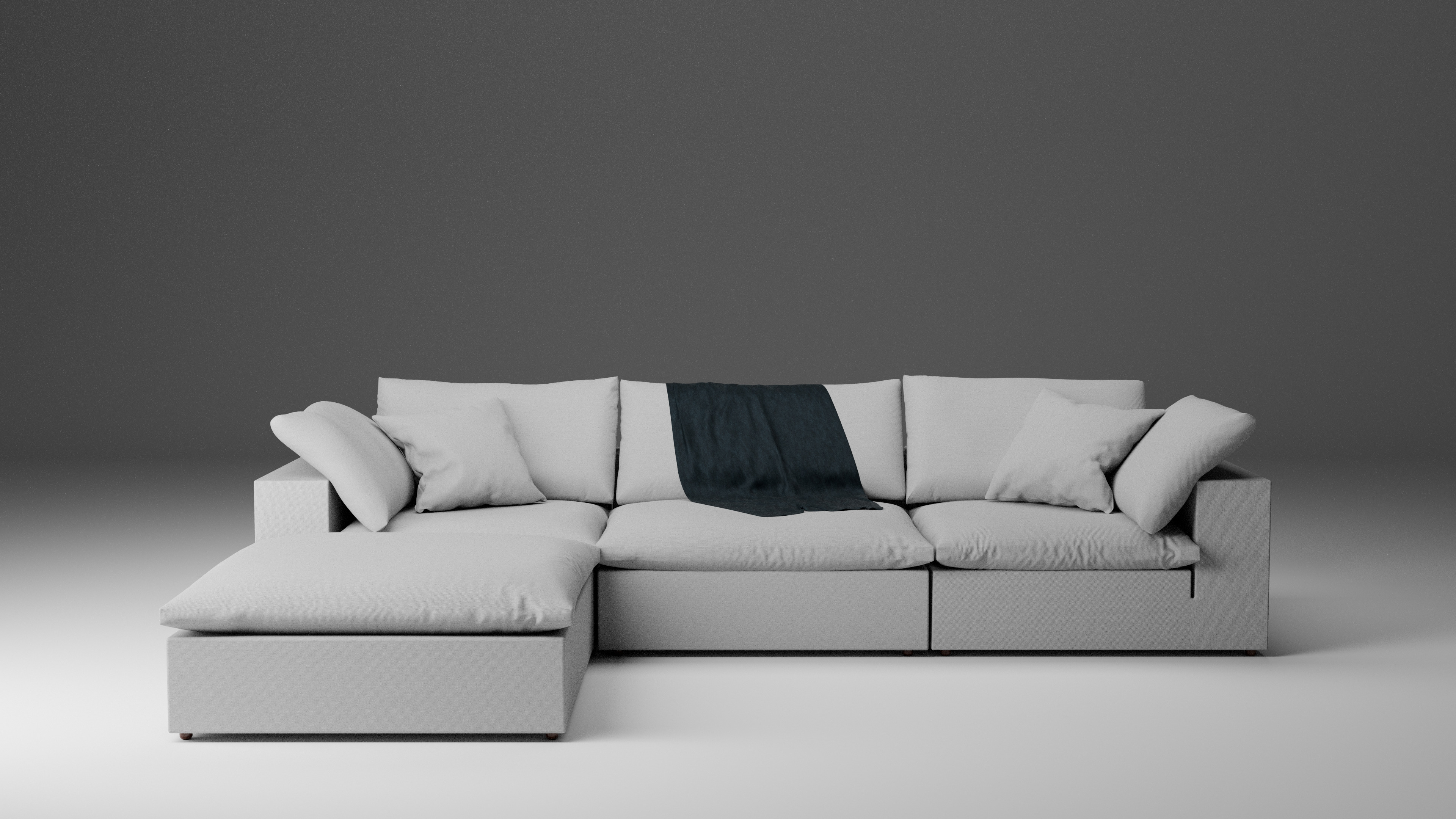 Cloud Modular Sofa 3D Model Ultra-Comfort 3-Piece plus Ottoman 3D model_1