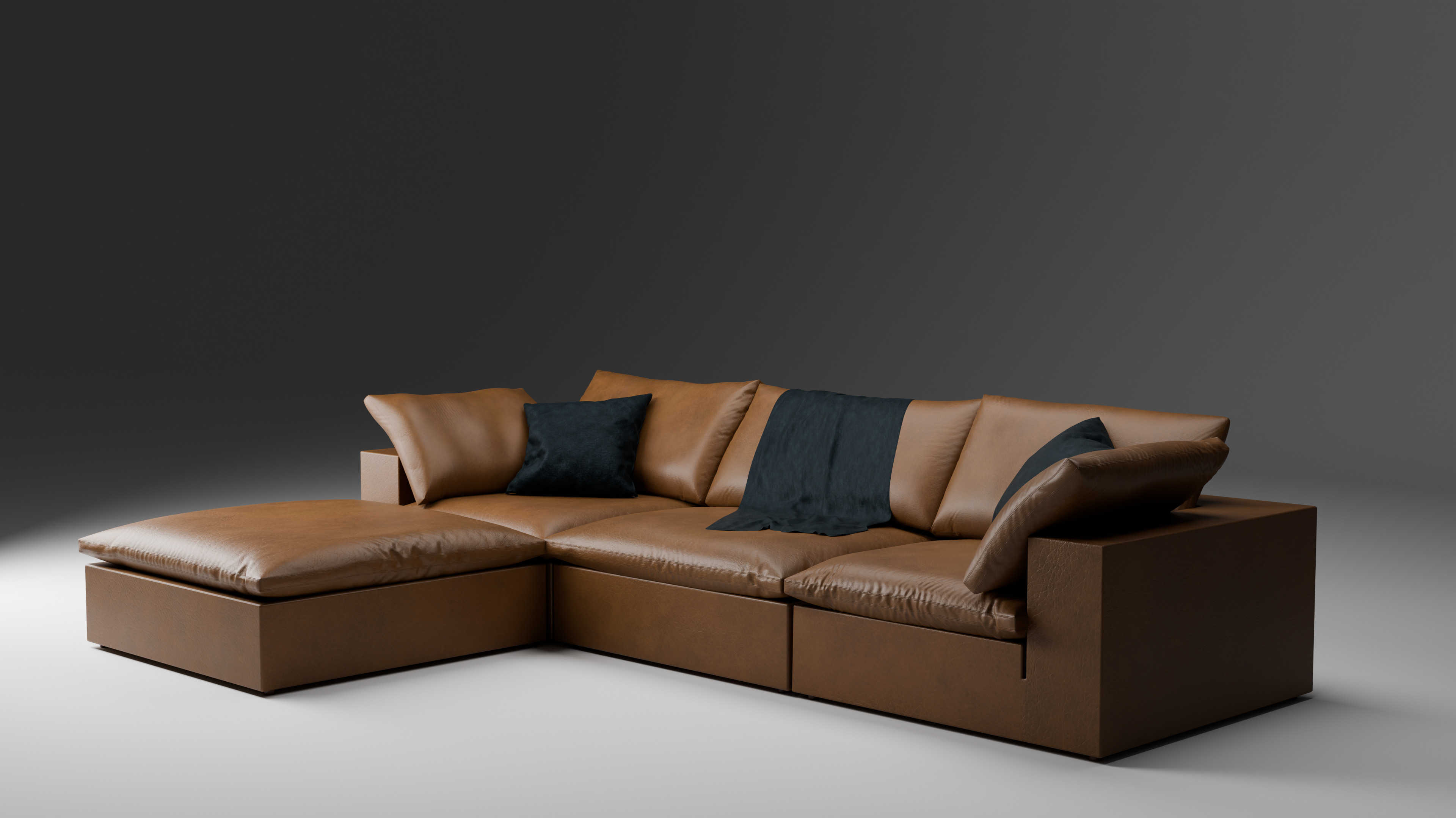 Cloud Modular Sofa 3D Model Ultra-Comfort 3-Piece plus Ottoman 3D model_6