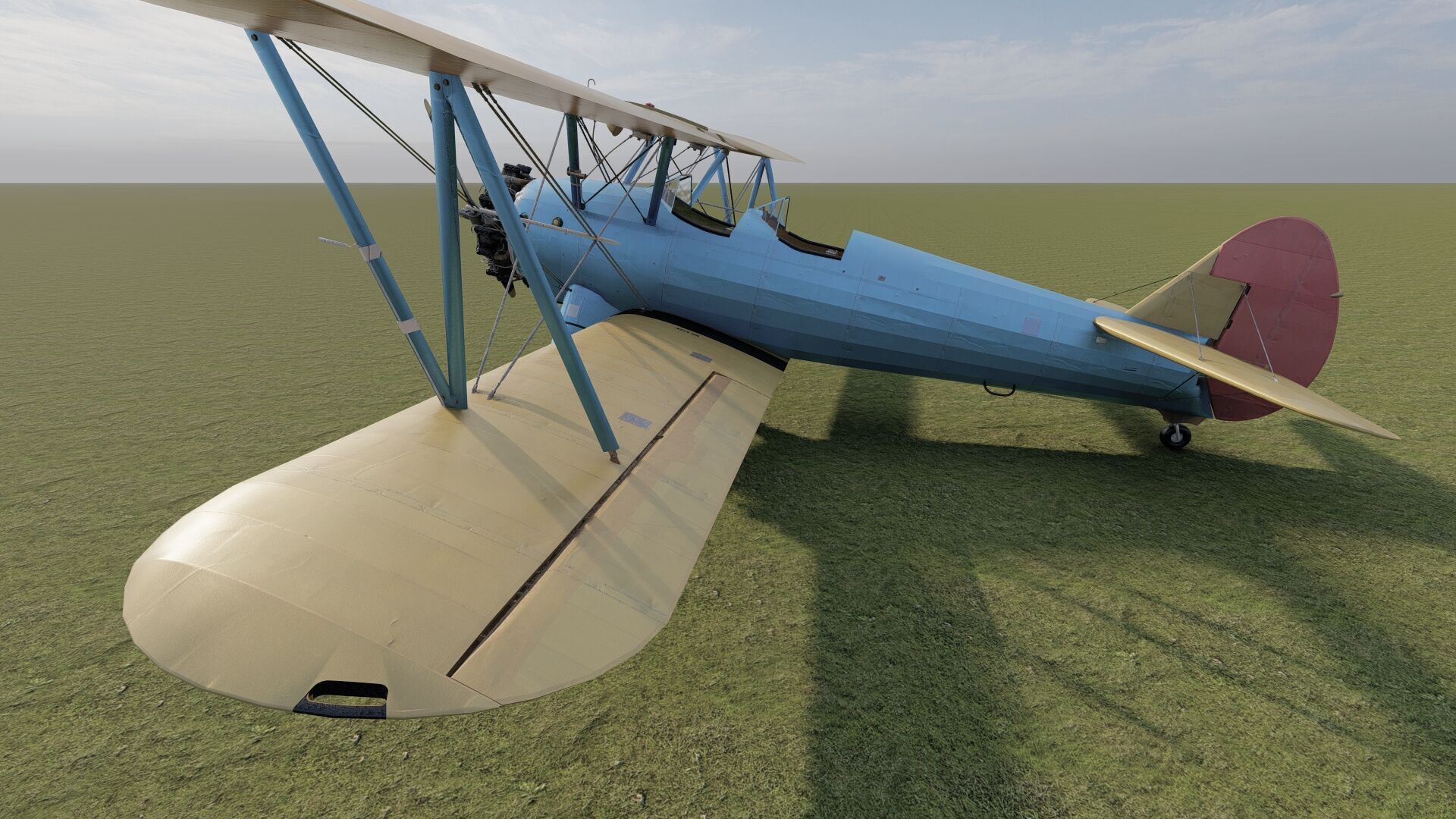 1940S AMERICAN BIPLANE 3D model_8