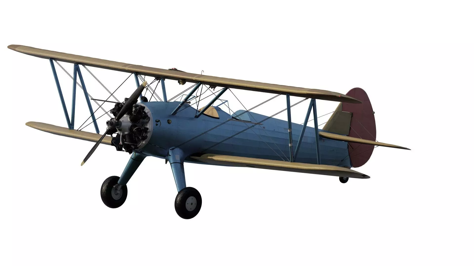 1940S AMERICAN BIPLANE 3D model_0