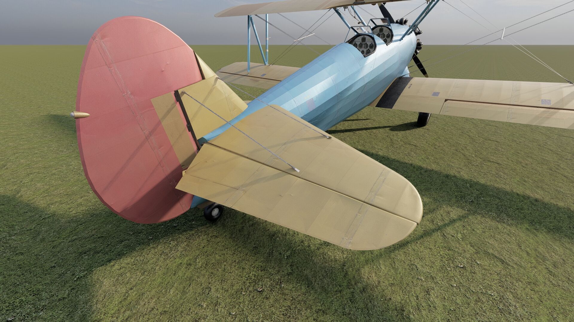 1940S AMERICAN BIPLANE 3D model_11