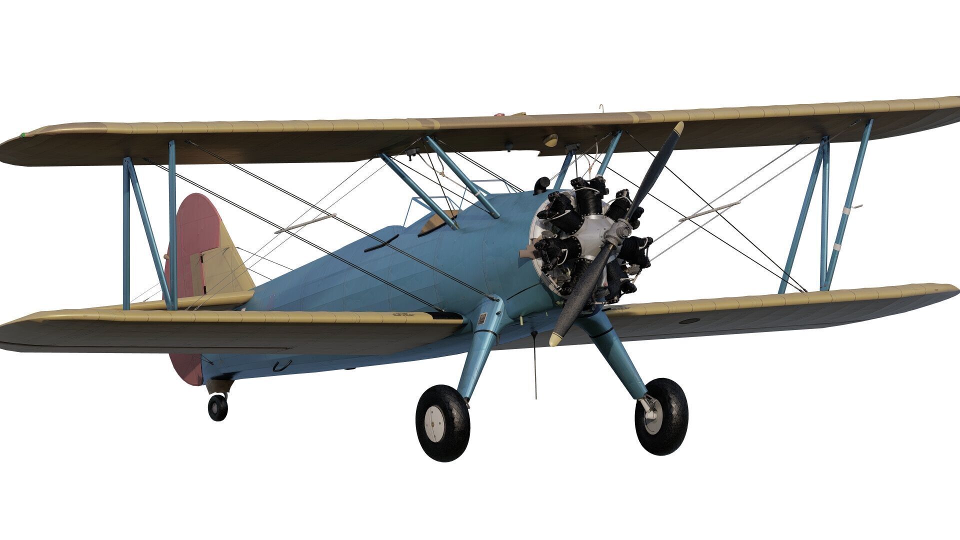 1940S AMERICAN BIPLANE 3D model_2