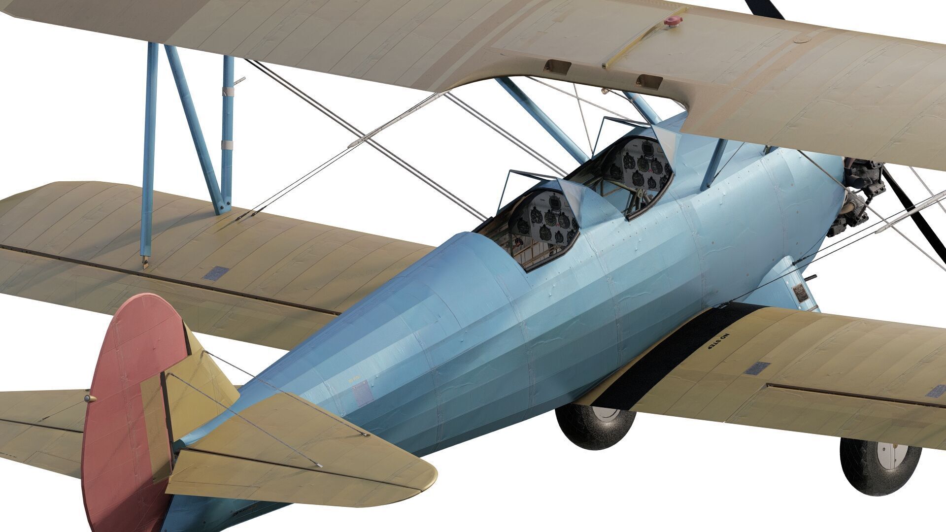 1940S AMERICAN BIPLANE 3D model_4