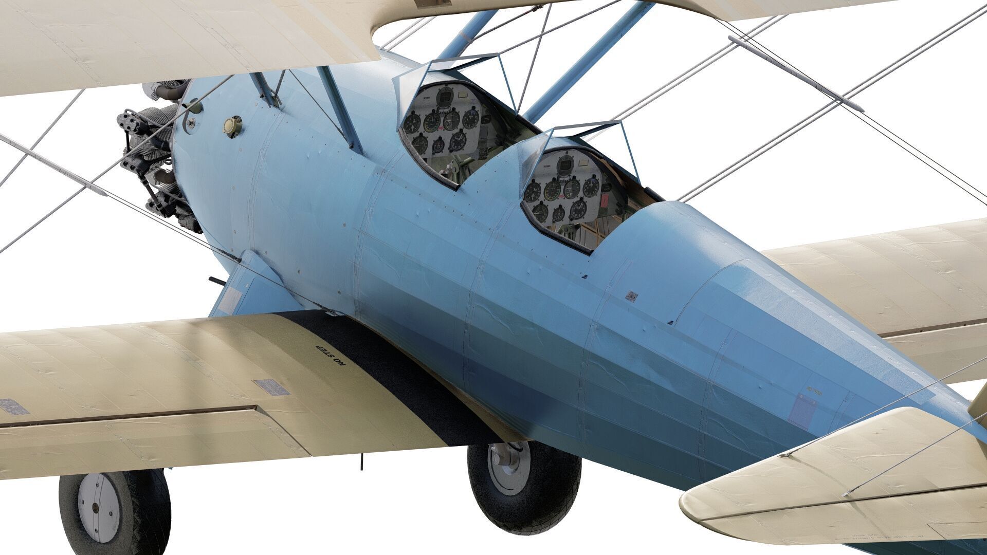 1940S AMERICAN BIPLANE 3D model_5