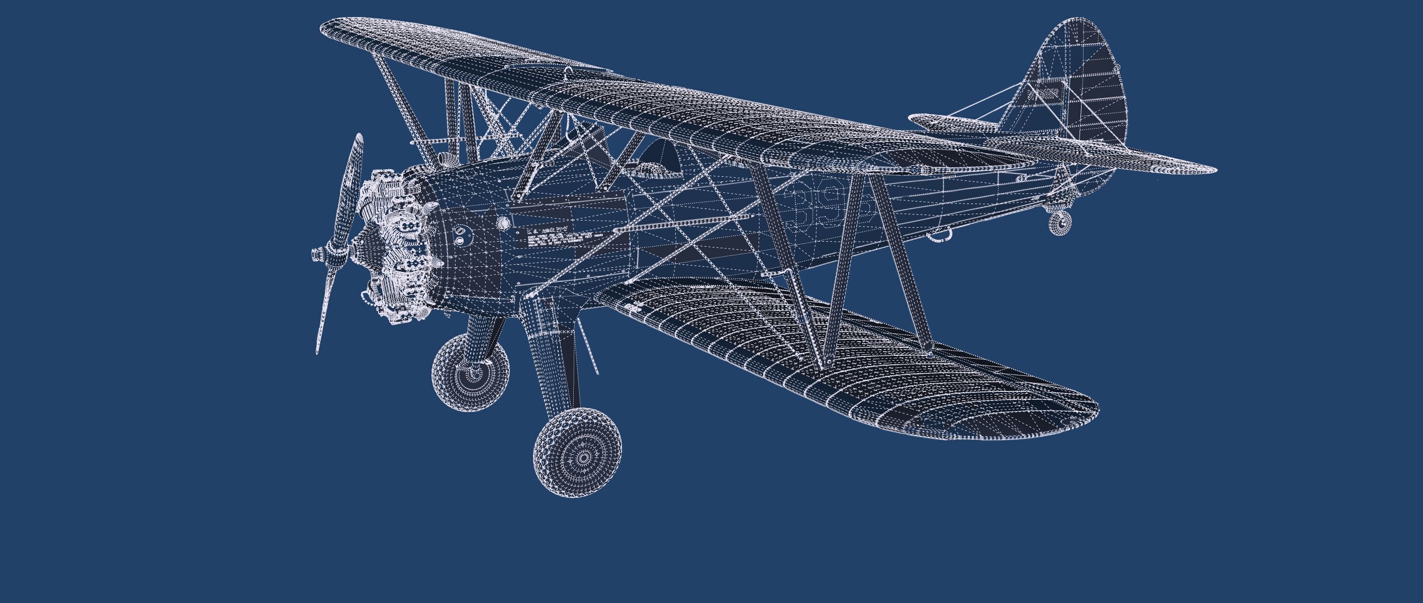 1940S AMERICAN BIPLANE 3D model_47