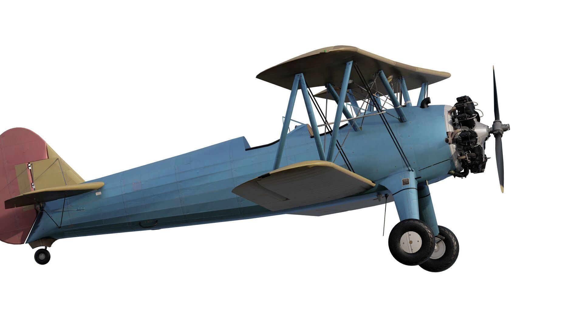1940S AMERICAN BIPLANE 3D model_3