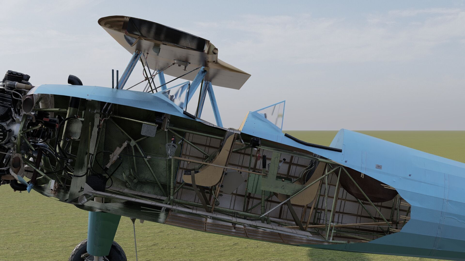 1940S AMERICAN BIPLANE 3D model_28
