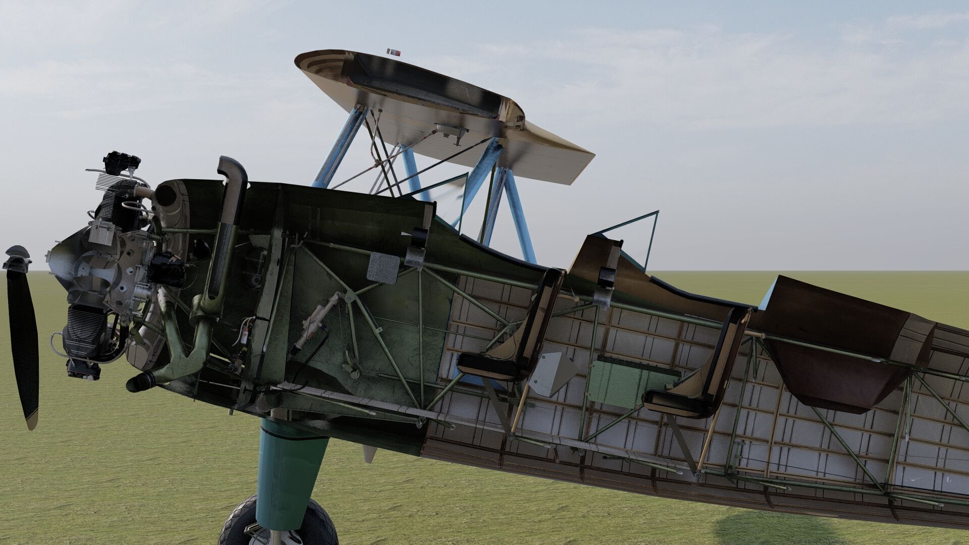 1940S AMERICAN BIPLANE 3D model_30