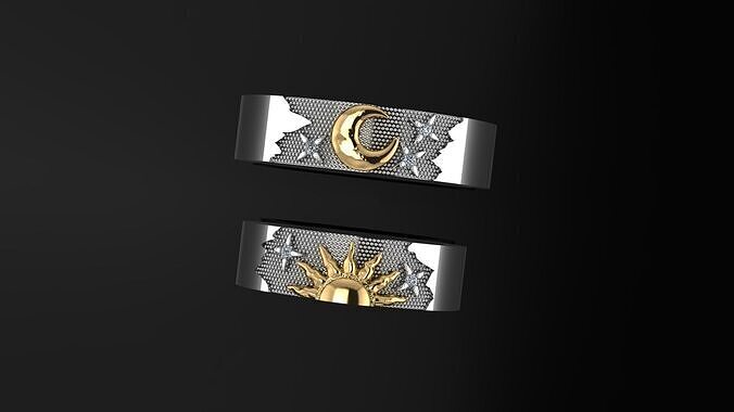Sun Ring  and  Moon  Ring 3D print model 3D print model
