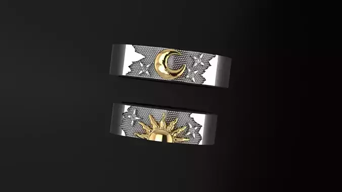 Sun Ring  and  Moon  Ring 3D print model