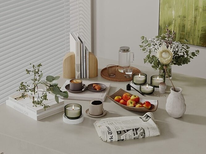 Minimalist Home Desk Decoration 3D Scene 3D model
