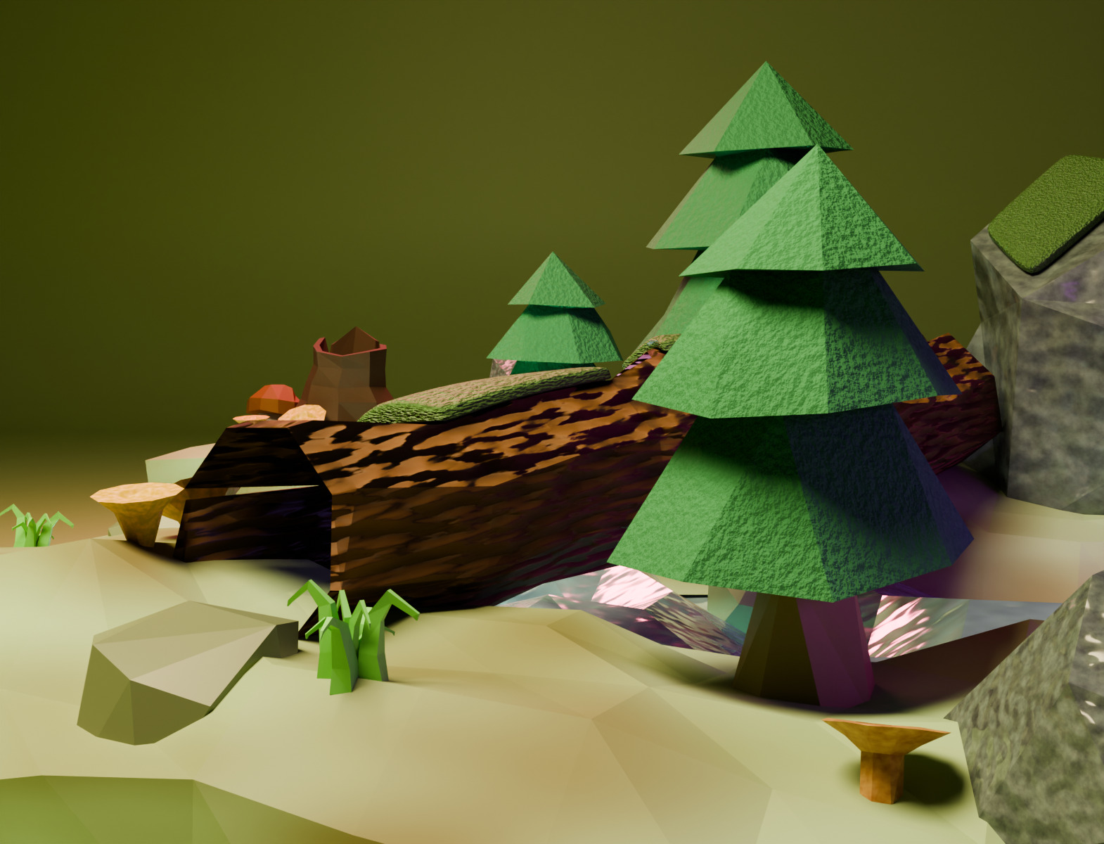 Stylized Forest Asset Pack Low Poly PBR Blender Low-poly 3D model_5