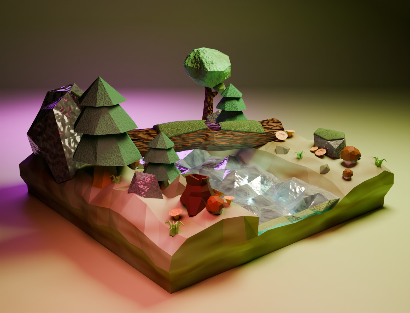 Stylized Forest Asset Pack Low Poly PBR Blender Low-poly 3D model_3