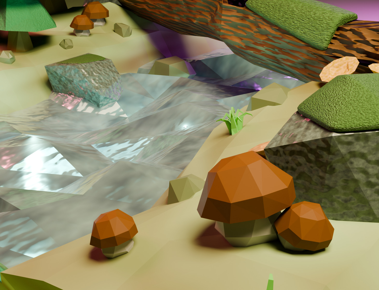 Stylized Forest Asset Pack Low Poly PBR Blender Low-poly 3D model_7