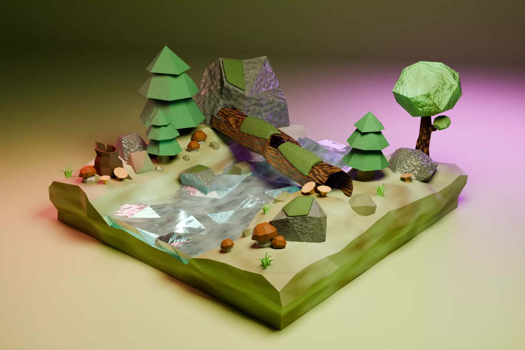 Stylized Forest Asset Pack Low Poly PBR Blender Low-poly 3D model_0