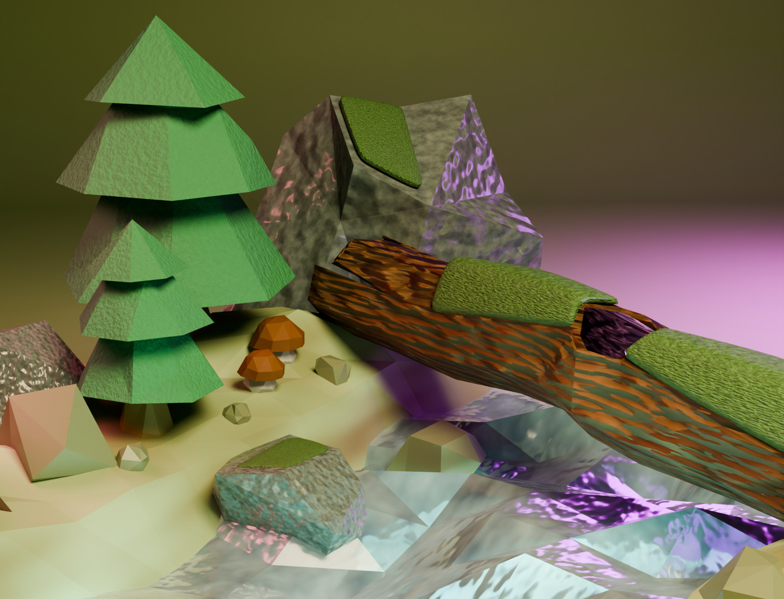 Stylized Forest Asset Pack Low Poly PBR Blender Low-poly 3D model_6