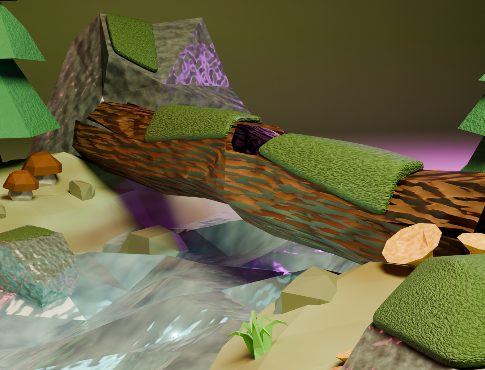 Stylized Forest Asset Pack Low Poly PBR Blender Low-poly 3D model_4