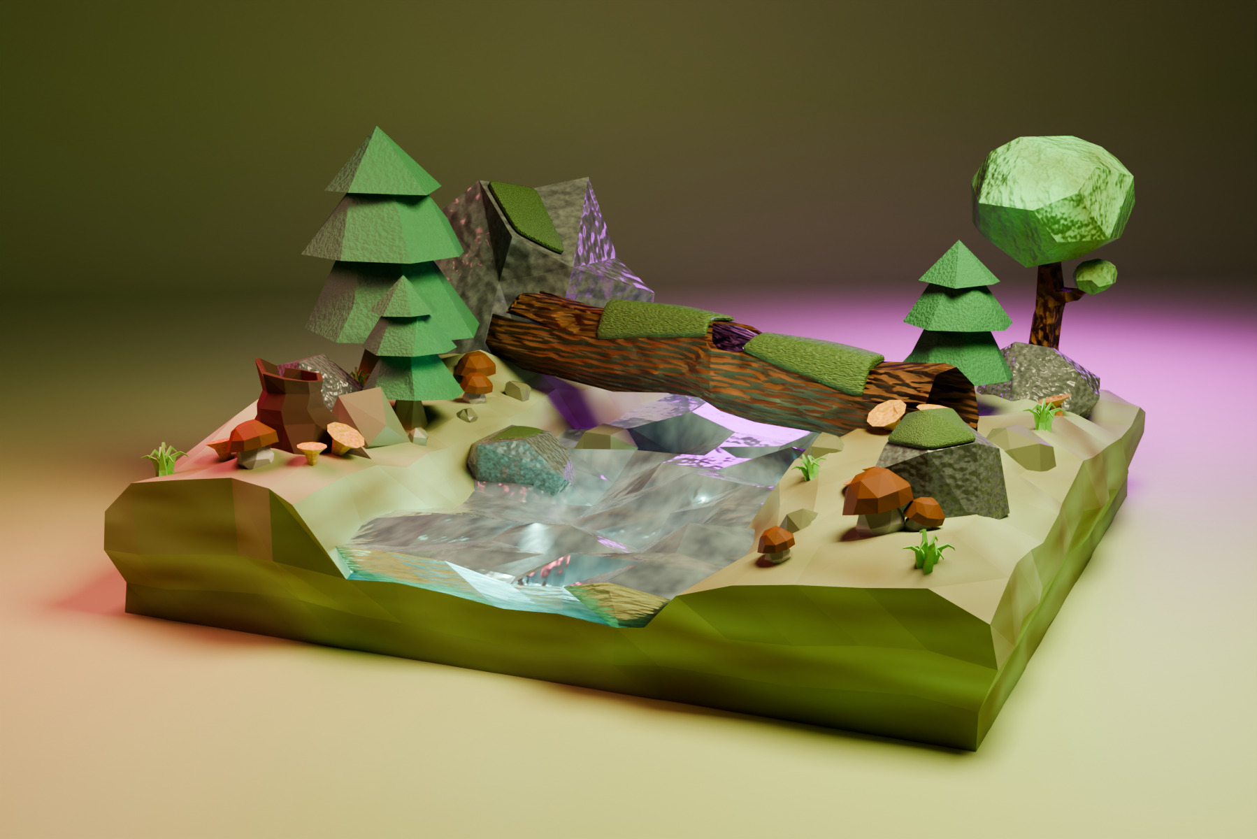 Stylized Forest Asset Pack Low Poly PBR Blender Low-poly 3D model_1